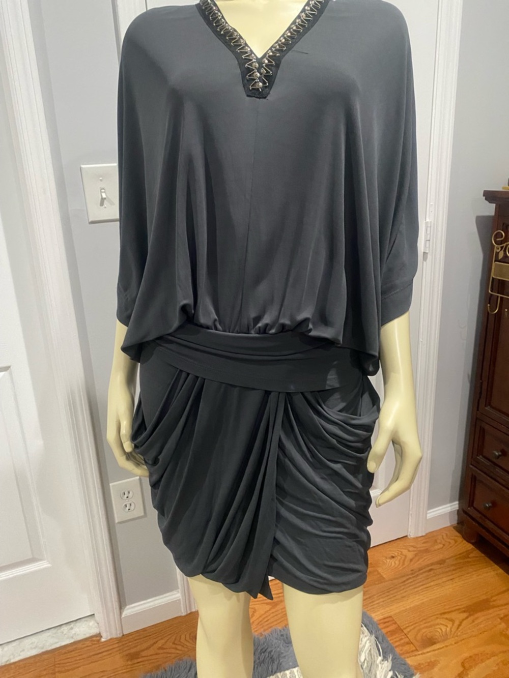 Zara collection 17  Grey Draped V-Neck Women’s Dress/ Size XS